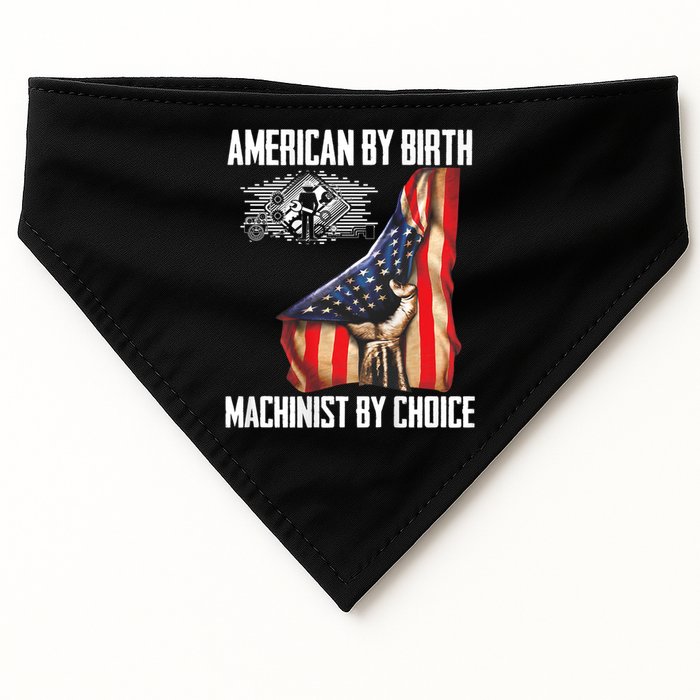 American Flag Machinist By Choice Funny For Machinist USA-Made Doggie Bandana