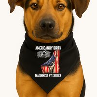 American Flag Machinist By Choice Funny For Machinist USA-Made Doggie Bandana