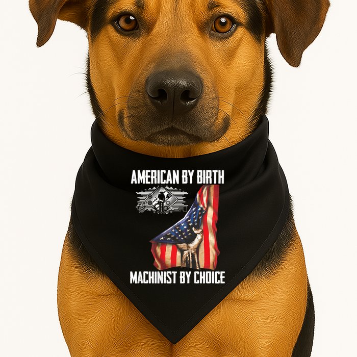 American Flag Machinist By Choice Funny For Machinist USA-Made Doggie Bandana