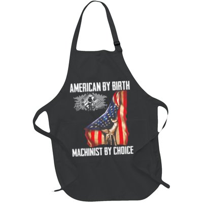 American Flag Machinist By Choice Funny For Machinist Full-Length Apron With Pockets