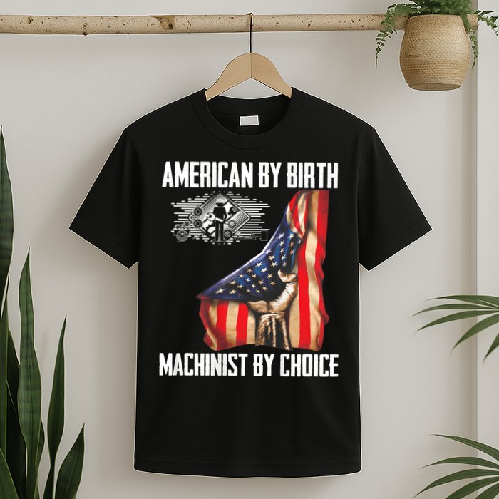American Flag Machinist By Choice Funny For Machinist T-Shirt
