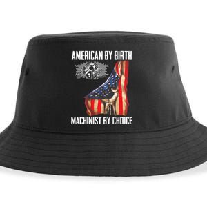 American Flag Machinist By Choice Funny For Machinist Sustainable Bucket Hat