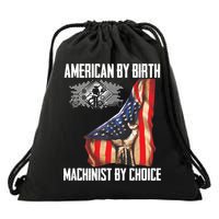 American Flag Machinist By Choice Funny For Machinist Drawstring Bag