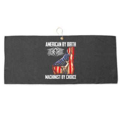 American Flag Machinist By Choice Funny For Machinist Large Microfiber Waffle Golf Towel
