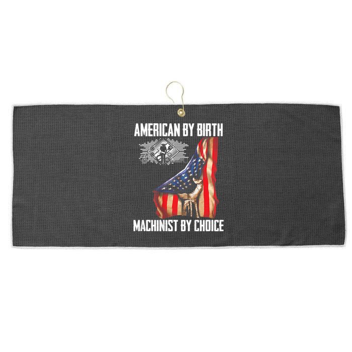 American Flag Machinist By Choice Funny For Machinist Large Microfiber Waffle Golf Towel