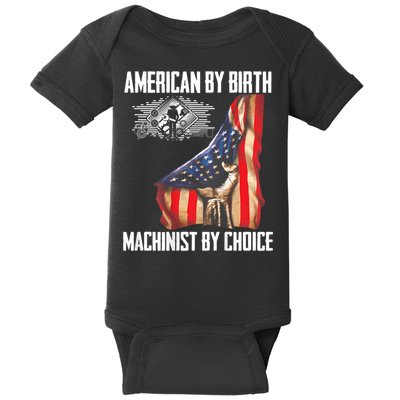 American Flag Machinist By Choice Funny For Machinist Baby Bodysuit