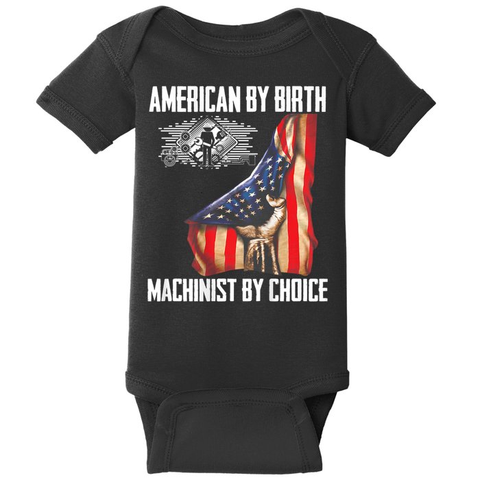 American Flag Machinist By Choice Funny For Machinist Baby Bodysuit