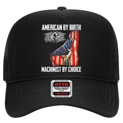 American Flag Machinist By Choice Funny For Machinist Trucker Hat