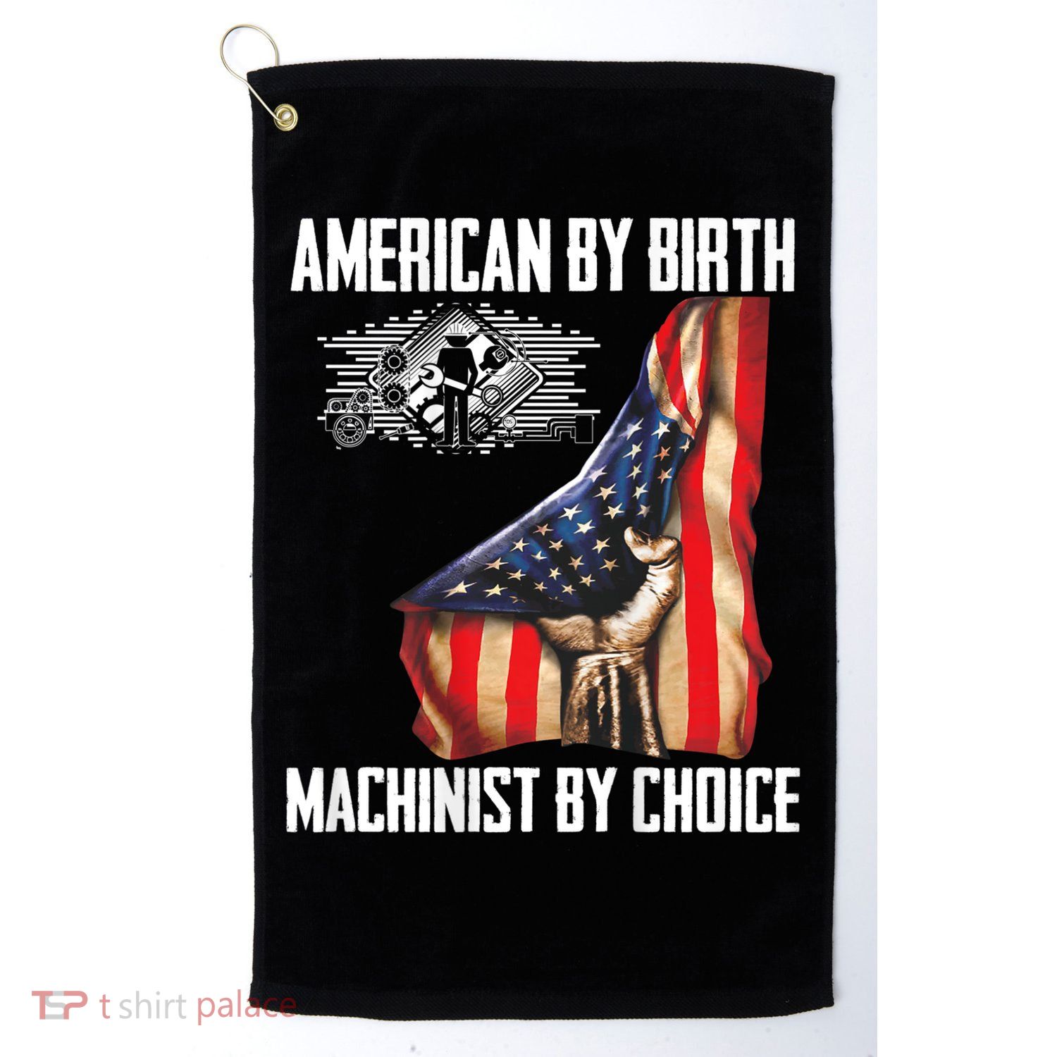 American Flag Machinist By Choice Funny For Machinist Golf Towel