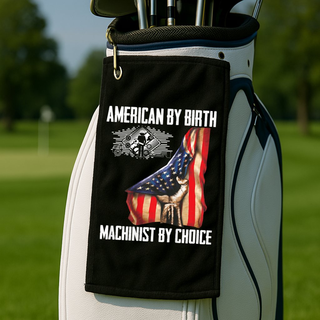 American Flag Machinist By Choice Funny For Machinist Golf Towel