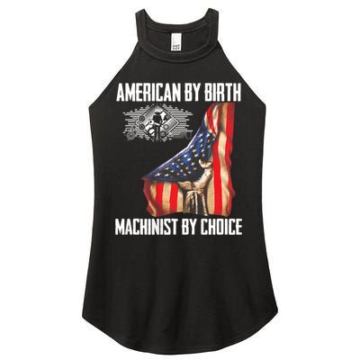American Flag Machinist By Choice Funny For Machinist Women's Perfect Tri Rocker Tank