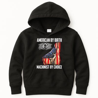 American Flag Machinist By Choice Funny For Machinist Kids Hoodie
