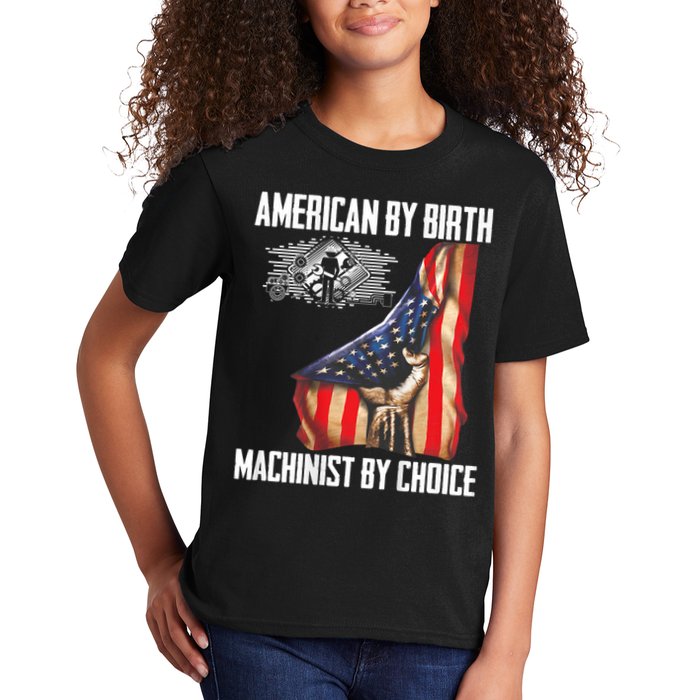 American Flag Machinist By Choice Funny For Machinist Kids T-Shirt