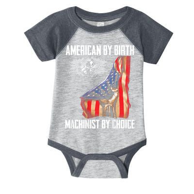 American Flag Machinist By Choice Funny For Machinist Infant Baby Jersey Bodysuit