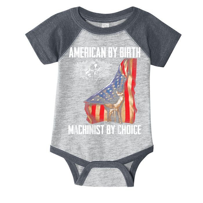 American Flag Machinist By Choice Funny For Machinist Infant Baby Jersey Bodysuit