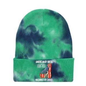 American Flag Machinist By Choice Funny For Machinist Tie Dye 12in Knit Beanie