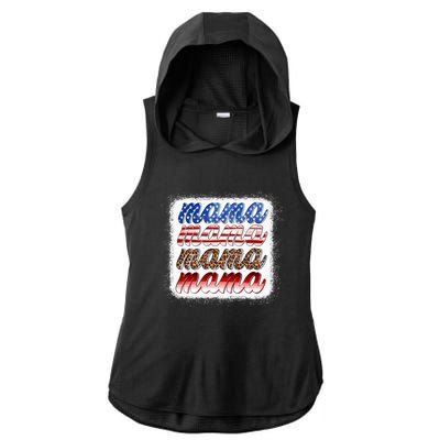 American Flag Mama Leopard Mama Great Gift Ladies PosiCharge Tri-Blend Wicking Draft Hoodie Tank