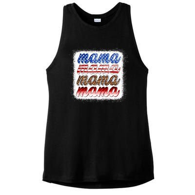 American Flag Mama Leopard Mama Great Gift Ladies PosiCharge Tri-Blend Wicking Tank