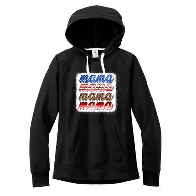 American Flag Mama Leopard Mama Great Gift Women's Fleece Hoodie