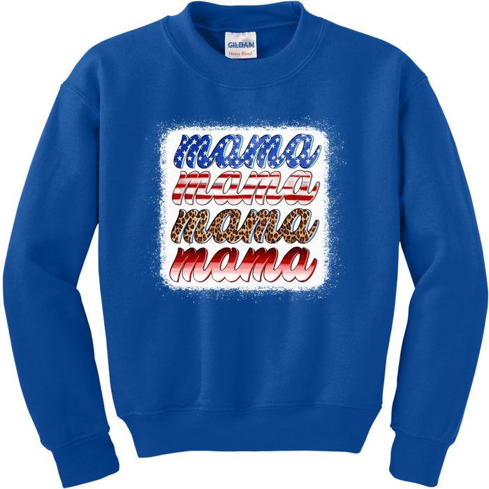 American Flag Mama Leopard Mama Great Gift Kids Sweatshirt