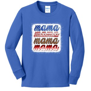 American Flag Mama Leopard Mama Great Gift Kids Long Sleeve Shirt