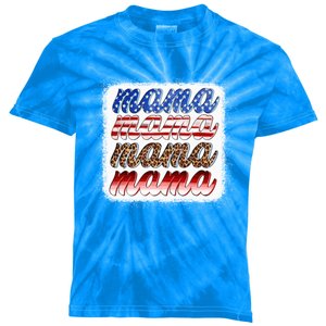 American Flag Mama Leopard Mama Great Gift Kids Tie-Dye T-Shirt