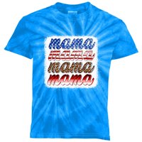 American Flag Mama Leopard Mama Great Gift Kids Tie-Dye T-Shirt