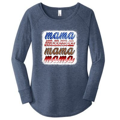 American Flag Mama Leopard Mama Great Gift Women's Perfect Tri Tunic Long Sleeve Shirt