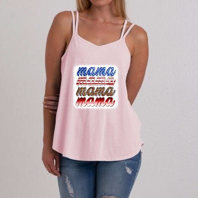 American Flag Mama Leopard Mama Great Gift Women's Strappy Tank