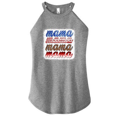 American Flag Mama Leopard Mama Great Gift Women's Perfect Tri Rocker Tank