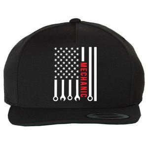 American Flag Mechanic Design Gift Wool Snapback Cap