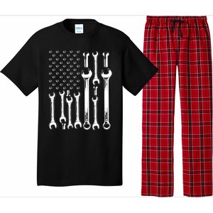 American Flag Mechanic Patriotic Funny Auto Wrench Funny Gift Pajama Set