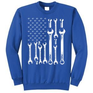 American Flag Mechanic Patriotic Funny Auto Wrench Funny Gift Sweatshirt