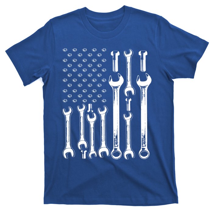 American Flag Mechanic Patriotic Funny Auto Wrench Funny Gift T-Shirt