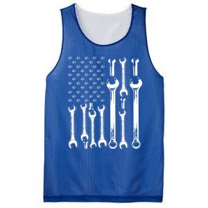 American Flag Mechanic Patriotic Funny Auto Wrench Funny Gift Mesh Reversible Basketball Jersey Tank