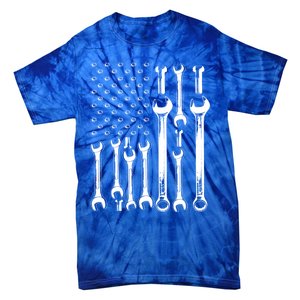 American Flag Mechanic Patriotic Funny Auto Wrench Funny Gift Tie-Dye T-Shirt