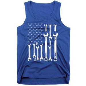 American Flag Mechanic Patriotic Funny Auto Wrench Funny Gift Tank Top