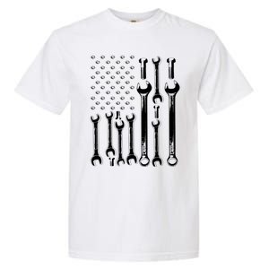 American Flag Mechanic Patriotic Funny Auto Wrench Funny Gift Garment-Dyed Heavyweight T-Shirt