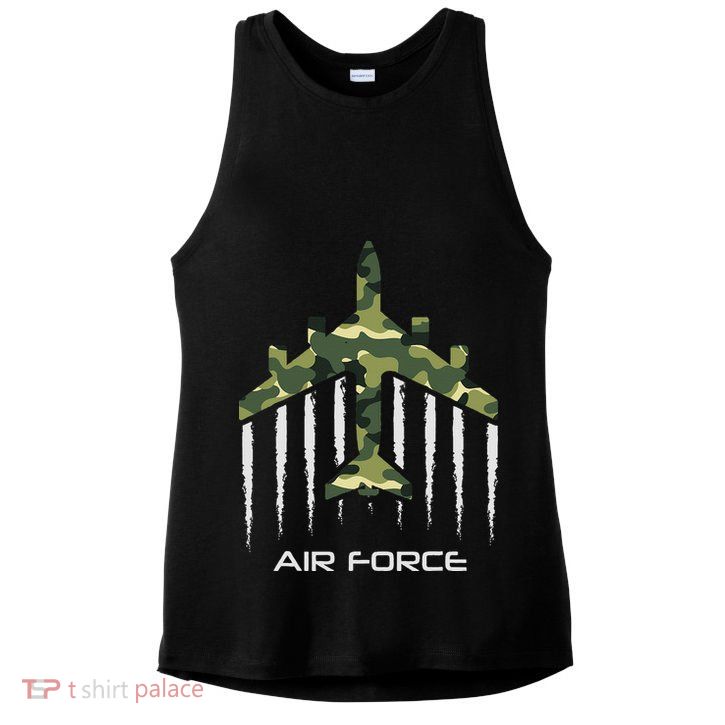 Air force Military pilot Fighter jet Camouflage American Pj Ladies PosiCharge Tri-Blend Wicking Tank