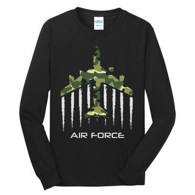 Air force Military pilot Fighter jet Camouflage American Pj Tall Long Sleeve T-Shirt