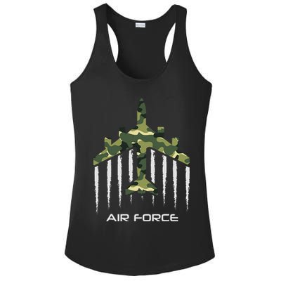 Air force Military pilot Fighter jet Camouflage American Pj Ladies PosiCharge Competitor Racerback Tank