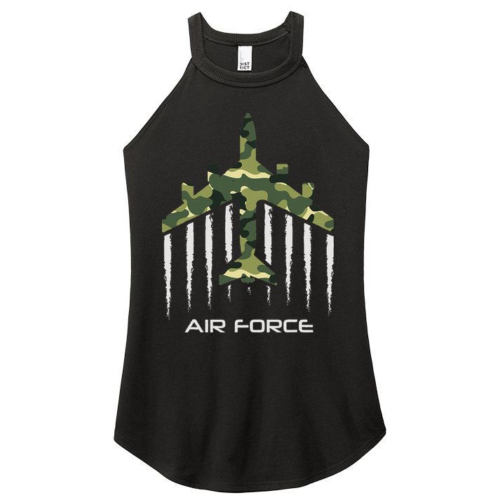 Air force Military pilot Fighter jet Camouflage American Pj Women's Perfect Tri Rocker Tank