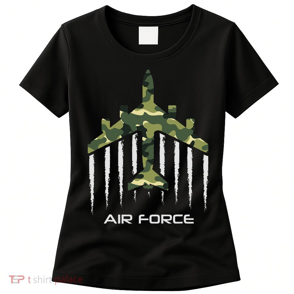 Air force Military pilot Fighter jet Camouflage American Pj Womens T-Shirt