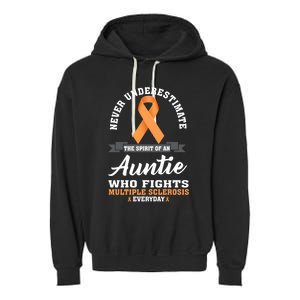 Auntie Fights Multiple Sclerosis Ms Warrior Cool Gift Garment-Dyed Fleece Hoodie