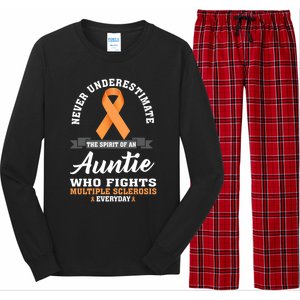 Auntie Fights Multiple Sclerosis Ms Warrior Cool Gift Long Sleeve Pajama Set