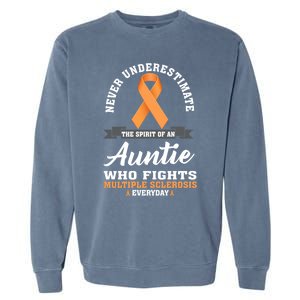 Auntie Fights Multiple Sclerosis Ms Warrior Cool Gift Garment-Dyed Sweatshirt