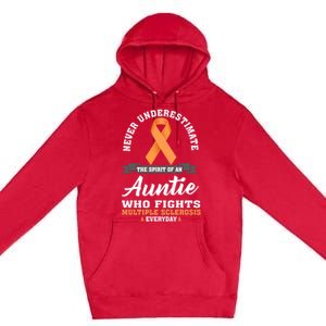 Auntie Fights Multiple Sclerosis Ms Warrior Cool Gift Premium Pullover Hoodie