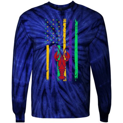 American Flag Mardi Gras Costume Tie-Dye Long Sleeve Shirt