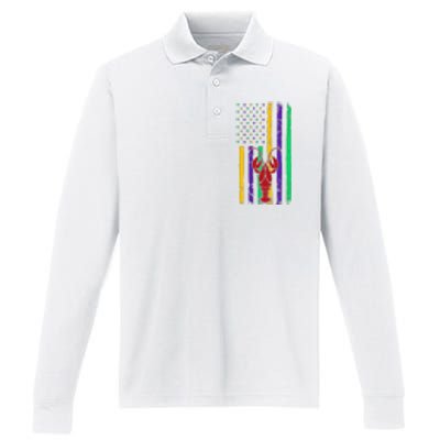 American Flag Mardi Gras Costume Performance Long Sleeve Polo