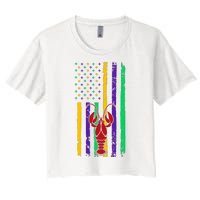 American Flag Mardi Gras Costume Women's Crop Top Tee